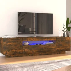 vidaXL Tv-bänk med LED-belysning rökfärgad ek 160x35x40 cm