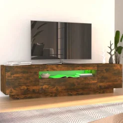 vidaXL Tv-bänk med LED-belysning rökfärgad ek 160x35x40 cm
