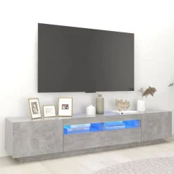 vidaXL TV-bänk med LED-belysning betonggrå 200x35x40 cm