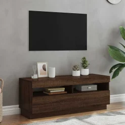 vidaXL Tv-bänk med LED-belysning brun ek 100x35x40 cm