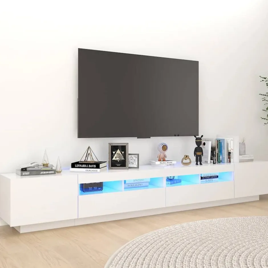 Clearance vidaXL TV-bänk med LED-belysning 260x35x40 cm Vit