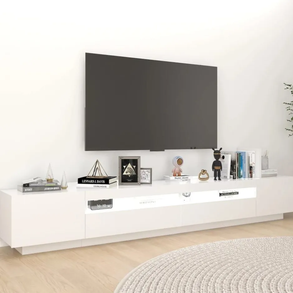Clearance vidaXL TV-bänk med LED-belysning 260x35x40 cm Vit