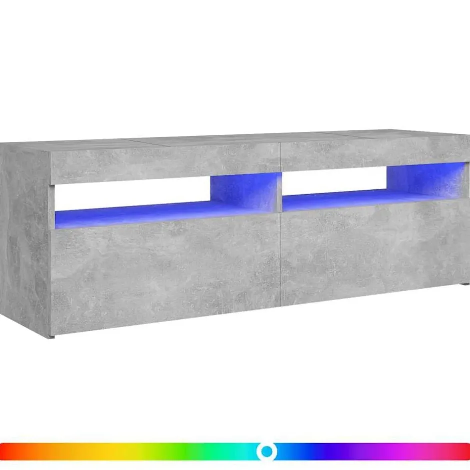Outlet vidaXL TV-bänk med LED-belysning 120x35x40 cm Betonggrå