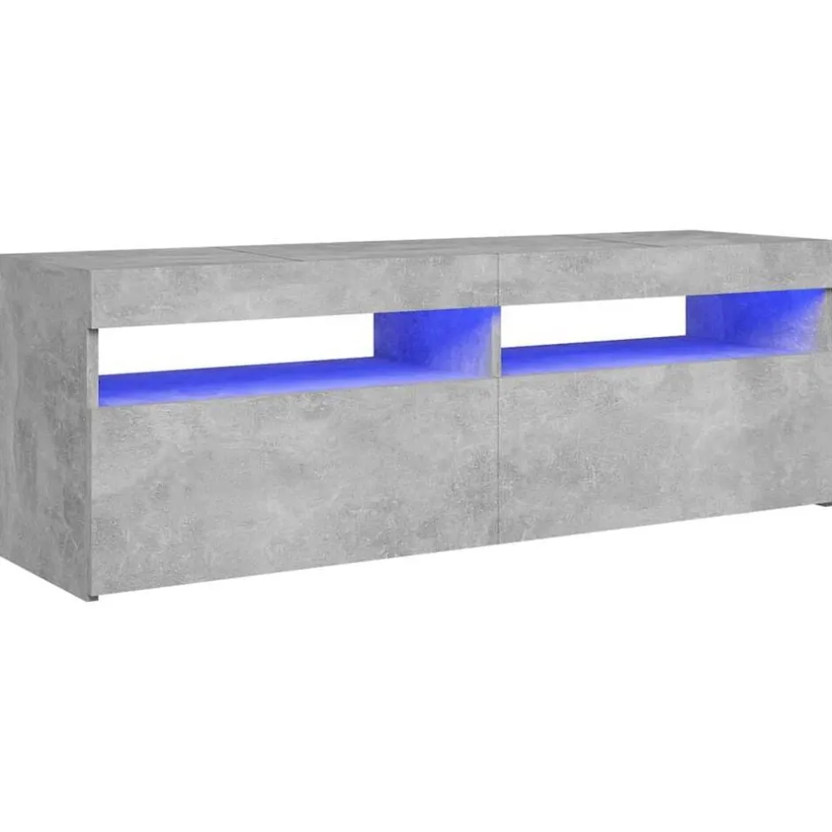 Outlet vidaXL TV-bänk med LED-belysning 120x35x40 cm Betonggrå