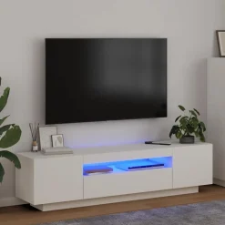vidaXL TV-bänk med LED-belysning vit 160x35x40 cm