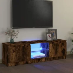 vidaXL Tv-bänk med LED-belysning rökfärgad ek 120x30x36 cm