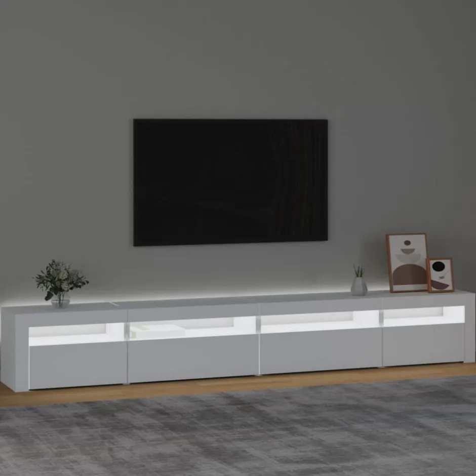 Best vidaXL Tv-bänk med LED-belysning 270x35x40 cm Vit