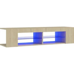 Best vidaXL TV-bänk med LED-belysning sonoma-ek 135x39x30 cm Sonoma ek