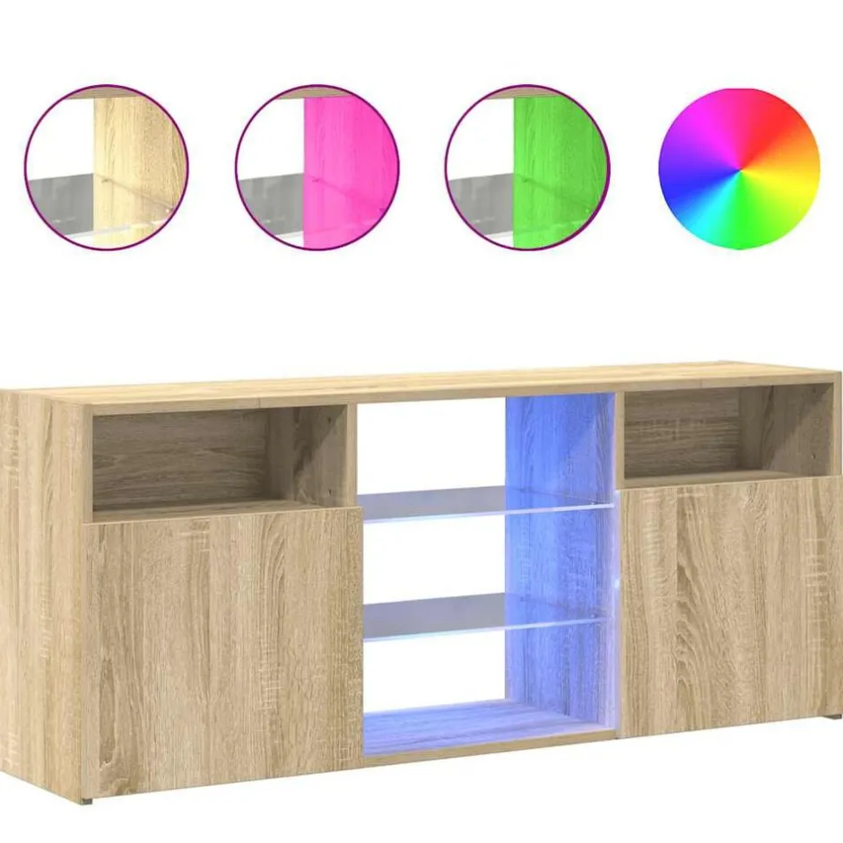 Online vidaXL TV-bänk med LED-belysning sonoma-ek 120x30x50 cm Sonoma ek