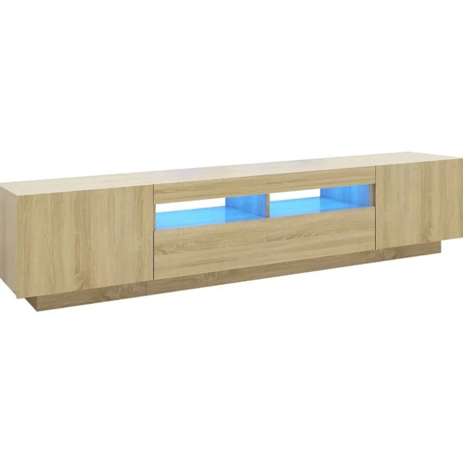 Hot vidaXL TV-bänk med LED-belysning sonoma-ek 200x35x40 cm Sonoma ek