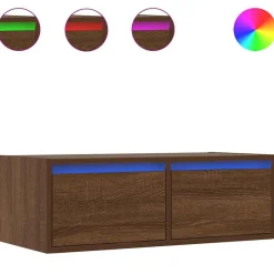 Clearance vidaXL Tv-bänk med LED-belysning 75x35,5x25 cm brun ek