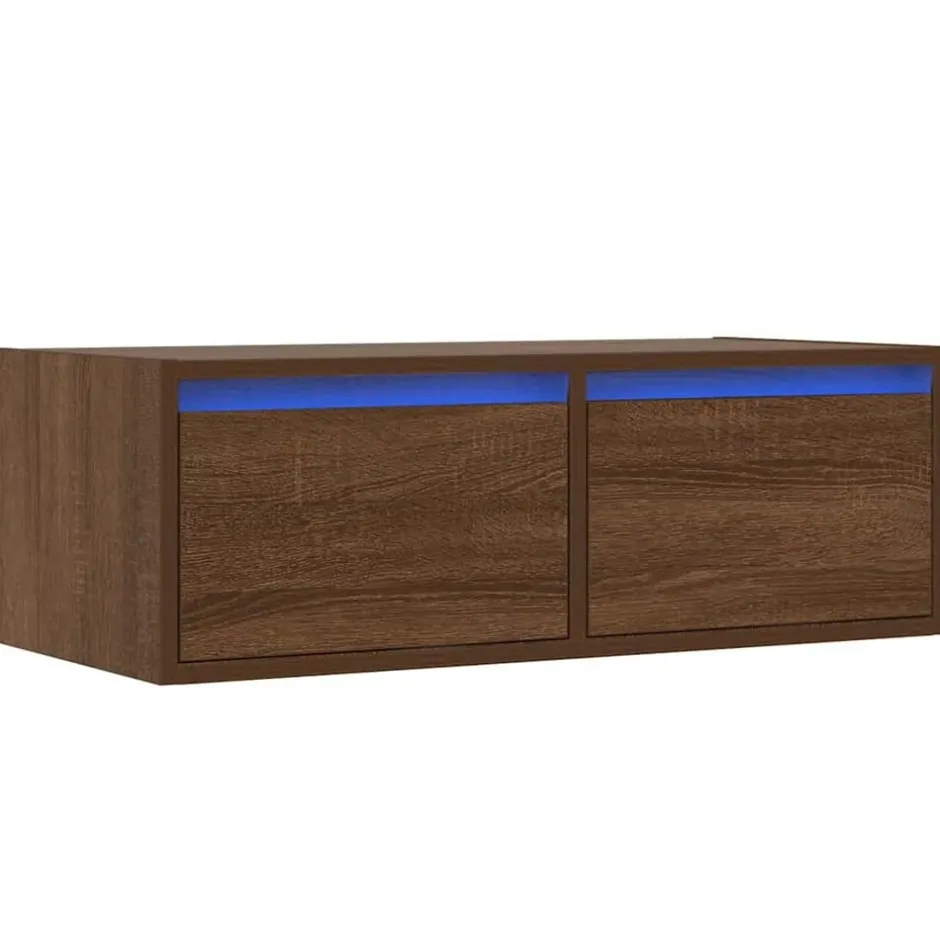Clearance vidaXL Tv-bänk med LED-belysning 75x35,5x25 cm brun ek