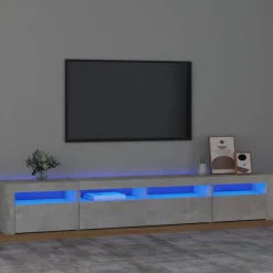 Online vidaXL Tv-bänk med LED-belysning 240x35x40 cm Betonggrå