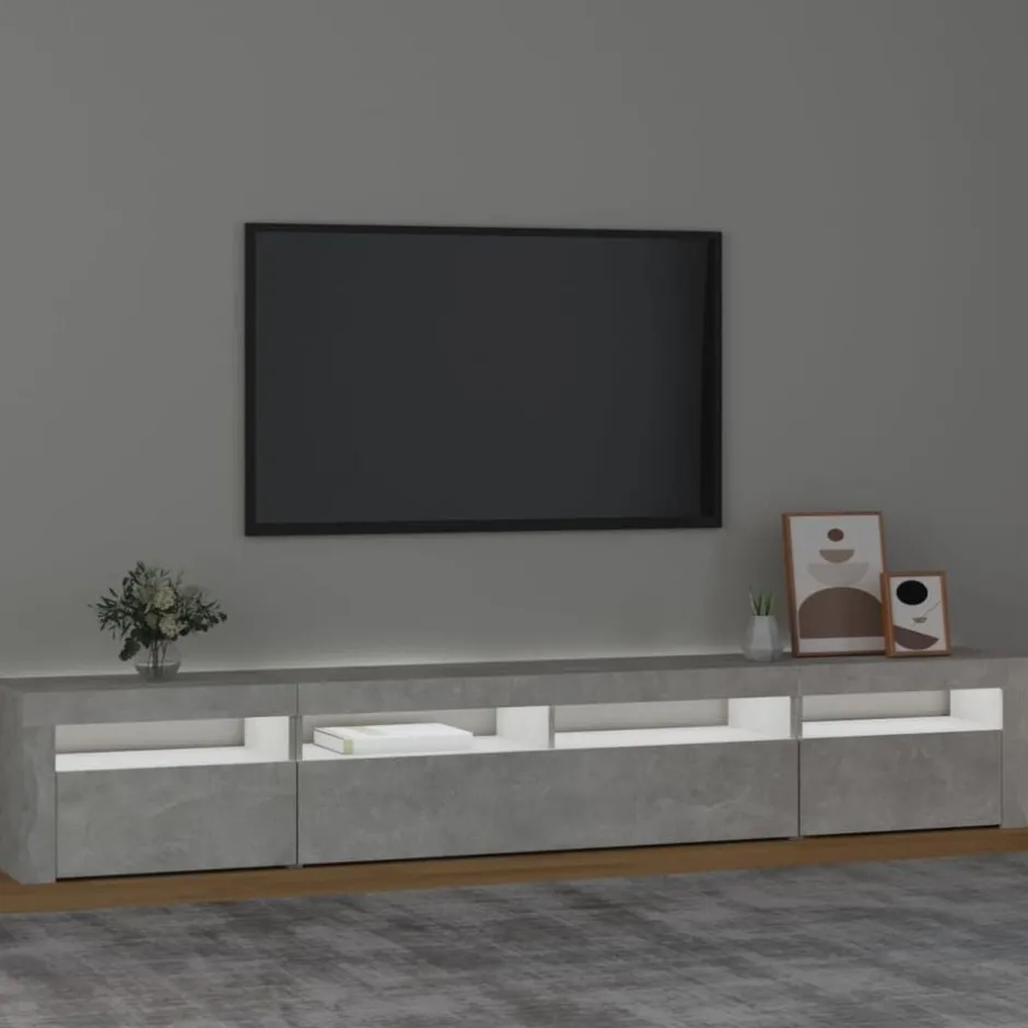 Online vidaXL Tv-bänk med LED-belysning 240x35x40 cm Betonggrå