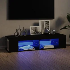 vidaXL TV-bänk med LED-belysning svart 135x39x30 cm