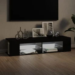 vidaXL TV-bänk med LED-belysning svart 135x39x30 cm