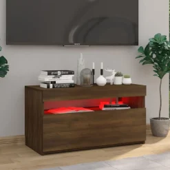 Outlet vidaXL Tv-bänk med LED-belysning 75x35x40 cm brun ek