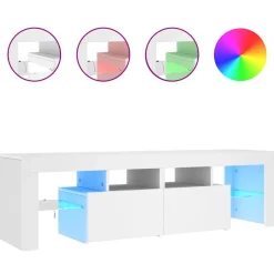 vidaXL Tv-bänk med LED-belysning vit 140x36,5x40 cm