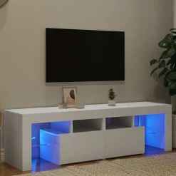 vidaXL Tv-bänk med LED-belysning vit 140x36,5x40 cm