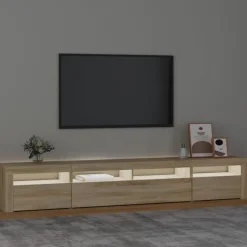 New vidaXL Tv-bänk med LED-belysning 240x35x40 cm Sonoma ek