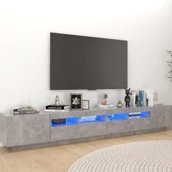 Sale vidaXL TV-bänk med LED-belysning 260x35x40 cm Betonggrå