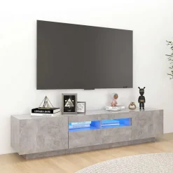 Best vidaXL TV-bänk med LED-belysning 180x35x40 cm Betonggrå