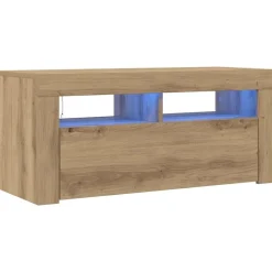 vidaXL TV-bänk med LED-lampor artisan ek 90x35x40 cm konstruerat trä