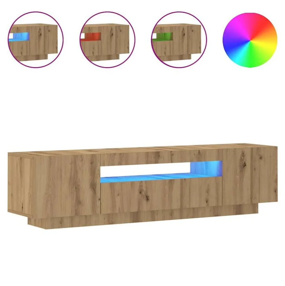 vidaXL TV-bänk med LED-lampor artisan ek 160x35x40 cm konstruerat trä