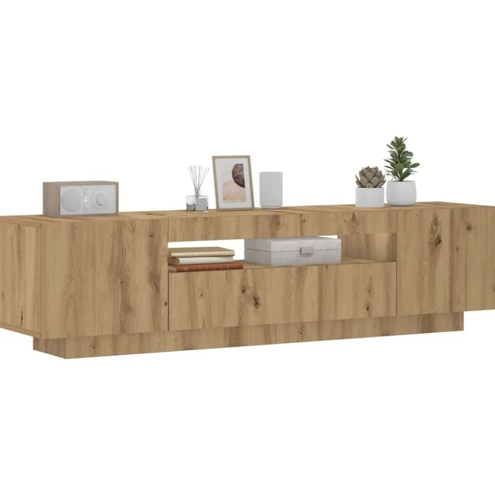 vidaXL TV-bänk med LED-lampor artisan ek 160x35x40 cm konstruerat trä