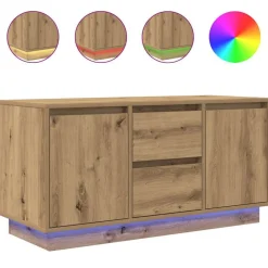 vidaXL TV-bänk med LED-lampor hantverksmässig ek 100x41x50 cm