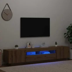 vidaXL TV-bänk med LED-lampor artisan ek 200x35x40 cm konstruerat trä