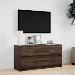Clearance vidaXL Tv-bänk med LEDs 100x34x50 cm konstruerat trä brun ek