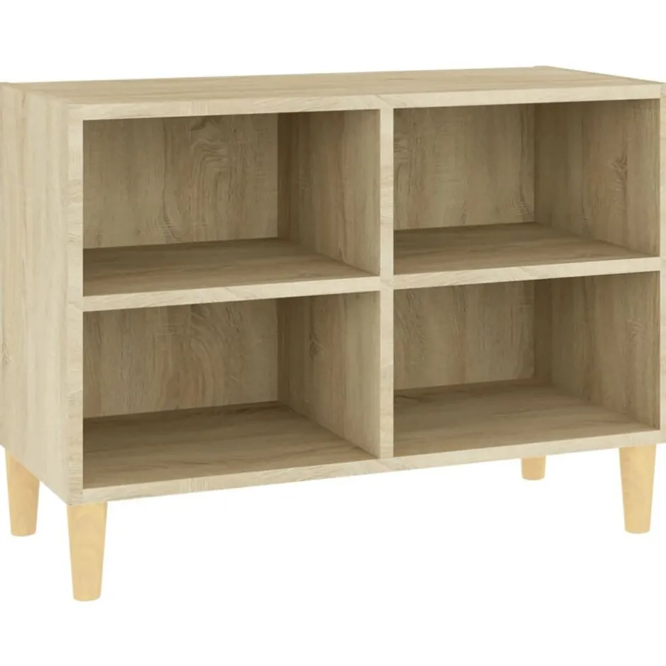 Discount vidaXL TV-bänk med massiva ben sonoma-ek 69,5x30x50 cm Sonoma ek