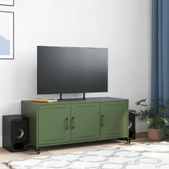 Discount vidaXL Tv-bänk oliv 100,5x39x43,5 cm stål Grön