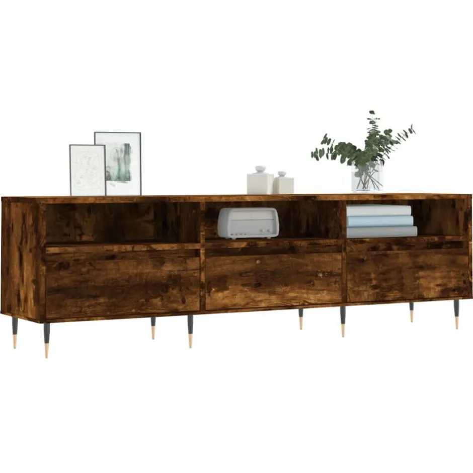 Online vidaXL Tv-bänk 150x30x44,5 cm konstruerat trä Rökfärgad ek