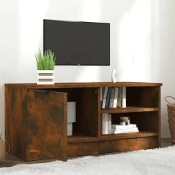 Best vidaXL Tv-bänk 80x35x36,5 cm konstruerat trä Rökfärgad ek