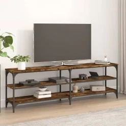 vidaXL Tv-bänk rökfärgad ek 160x30x50 cm konstruerat trä