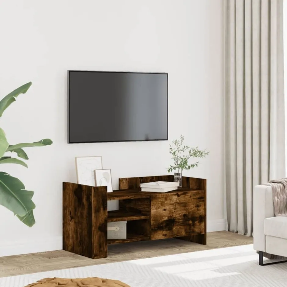 Online vidaXL Tv-bänk 80x35x40 cm konstruerat trä Rökfärgad ek