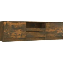 Outlet vidaXL Tv-bänk 140x35x40 cm konstruerat trä Rökfärgad ek