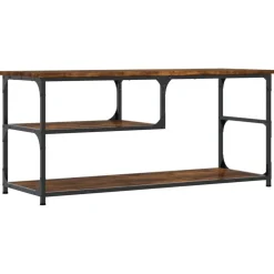 vidaXL Tv-bänk rökfärgad ek 103x38x46,5 cm konstruerat trä och stål