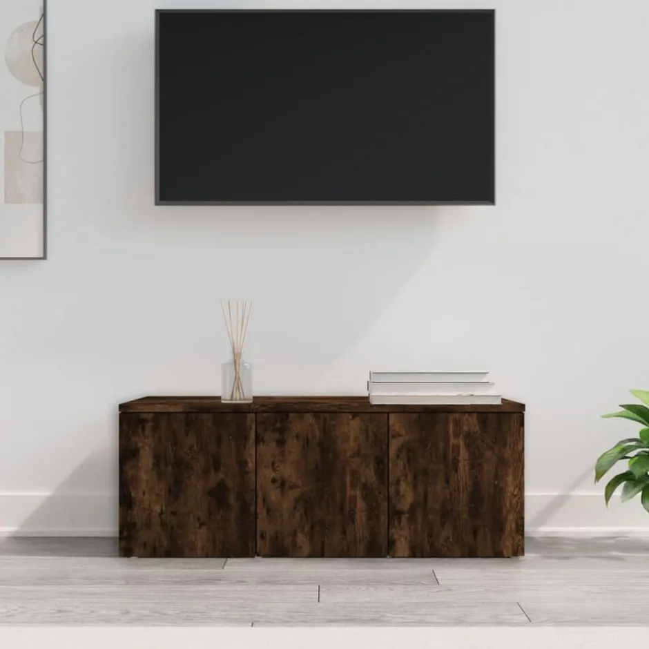 Discount vidaXL Tv-bänk 80x34x30 cm konstruerat trä Rökfärgad ek