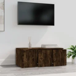 Discount vidaXL Tv-bänk 80x34x30 cm konstruerat trä Rökfärgad ek