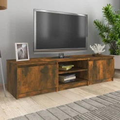 vidaXL Tv-bänk rökfärgad ek 140x40x35,5 cm konstruerat trä