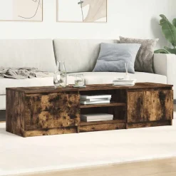 vidaXL Tv-bänk rökfärgad ek 140x40x35,5 cm konstruerat trä
