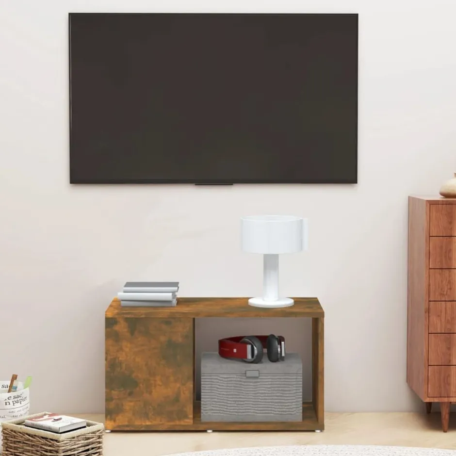 Online vidaXL Tv-bänk 60x24x32cm konstruerat trä Rökfärgad ek