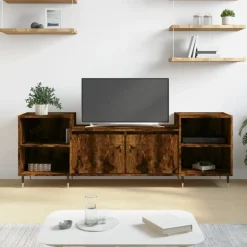 vidaXL Tv-bänk rökfärgad ek 160x35x55 cm konstruerat trä