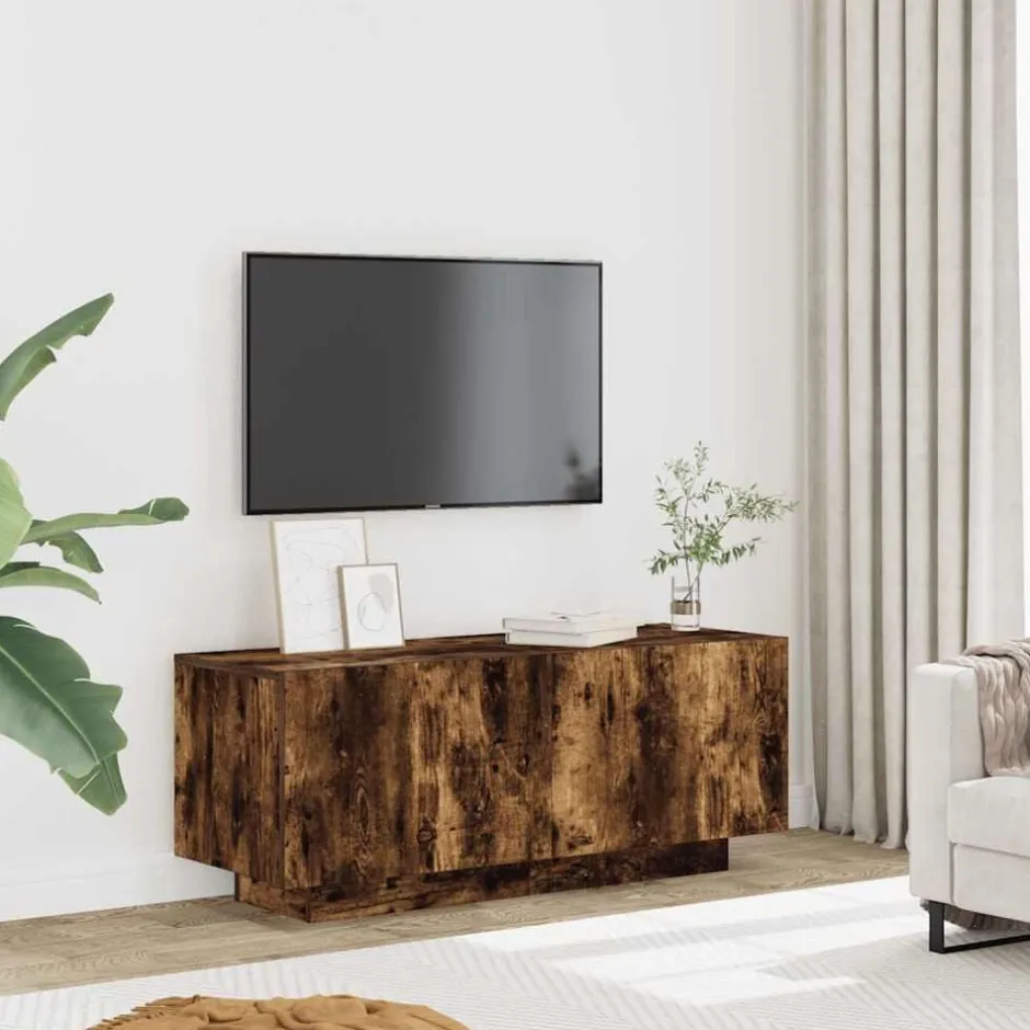New vidaXL Tv-bänk 100x35x40 cm konstruerat trä Rökfärgad ek