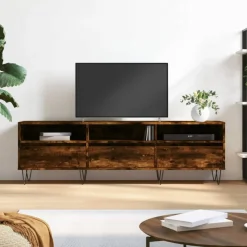 vidaXL Tv-bänk rökfärgad ek 150x30x44,5 cm konstruerat trä