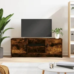 New vidaXL Tv-bänk 102x30x37,5 cm konstruerat trä Rökfärgad ek