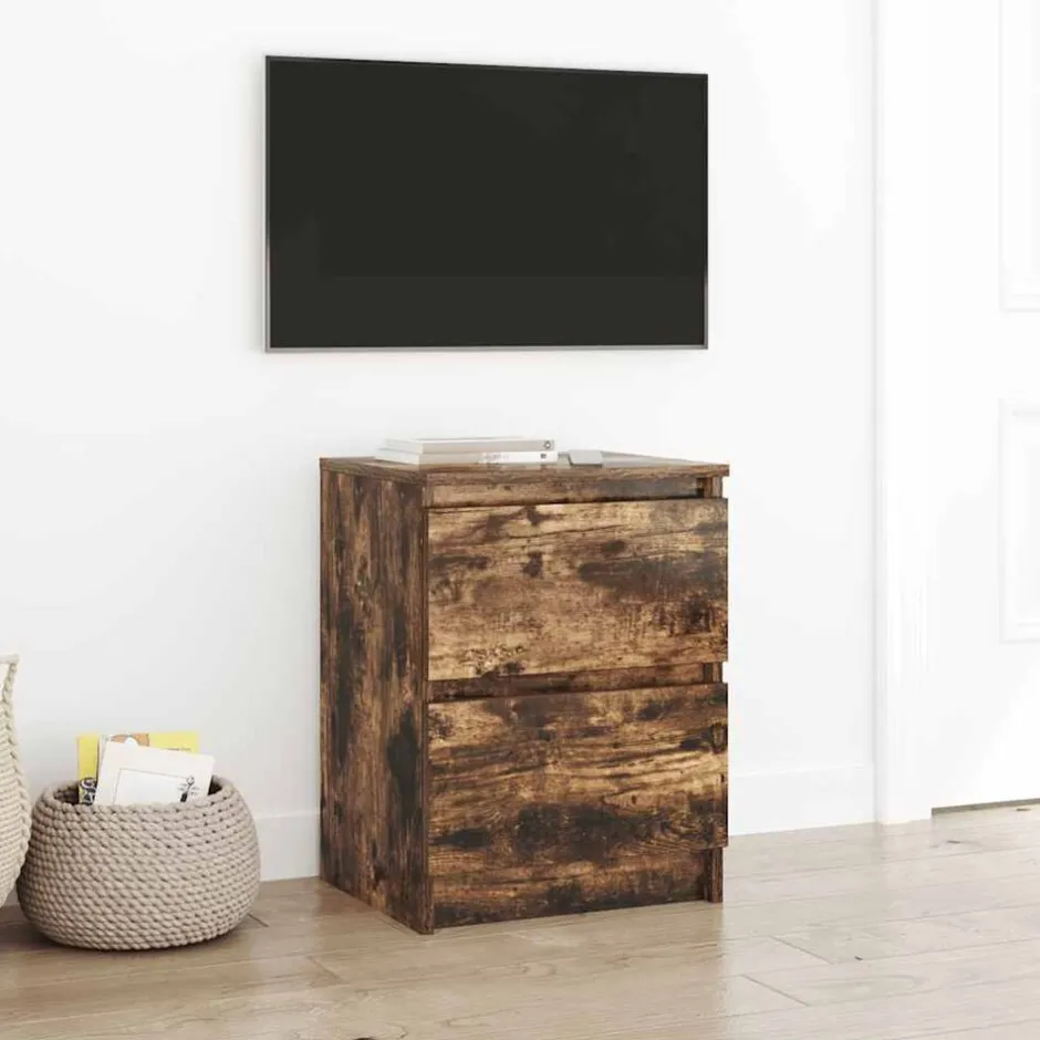 Best vidaXL TV-bänk rökt ek 40x35x54 cm konstruerat trä Rökfärgad ek